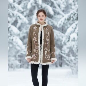 Rare Belvedere Made In Italy Chic Tan Jacket Rabbit Hair